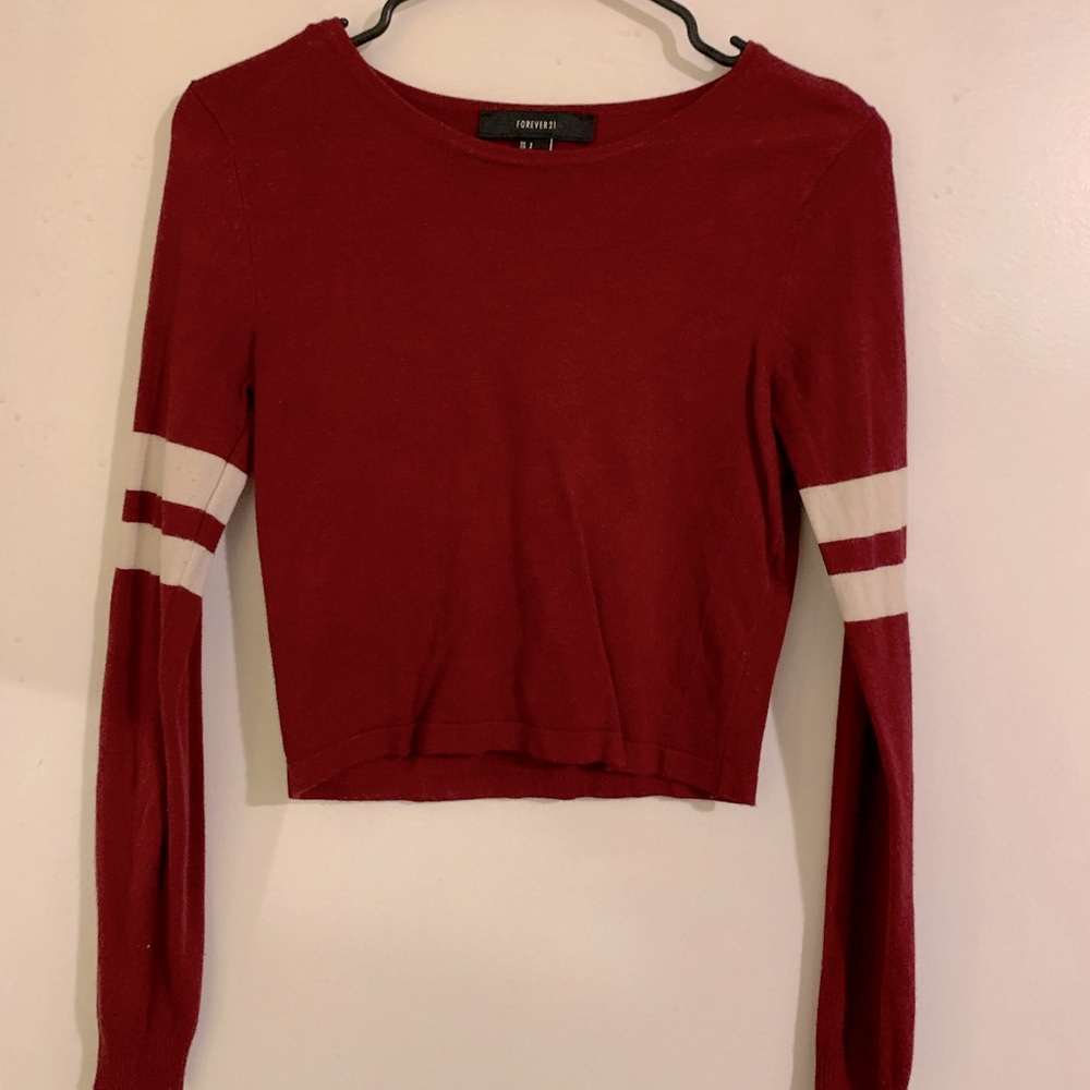 forever 21 small red varsity cropped sweater